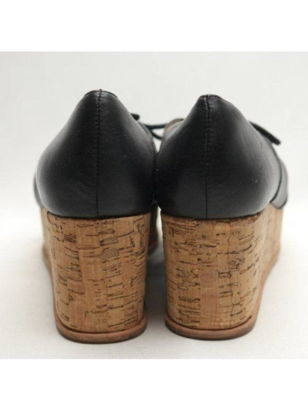 Anthropologie Fiel Women's 8.5 Black Leather Lace Up Platform Open Toe Oxfords View 4